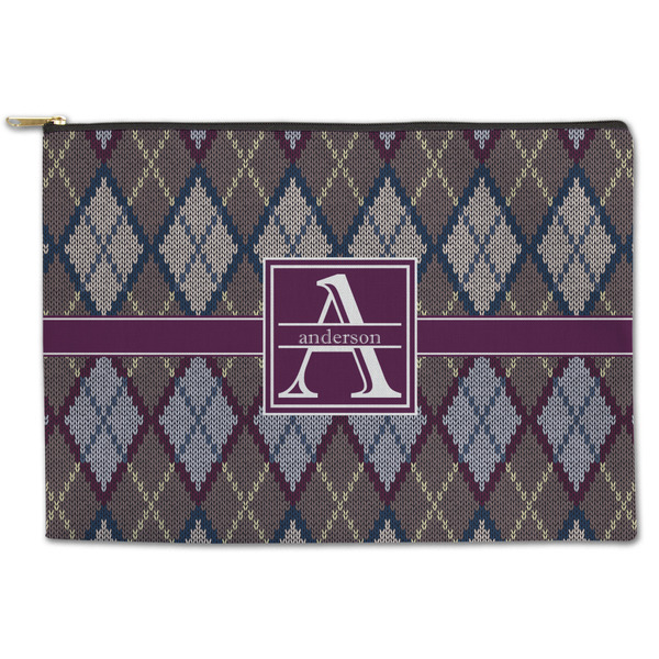 Custom Knit Argyle Zipper Pouch (Personalized)