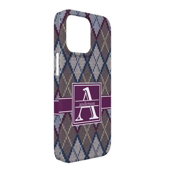 Custom Knit Argyle iPhone Case - Plastic - iPhone 13 Pro Max (Personalized)