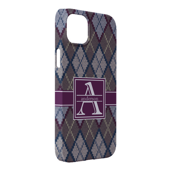 Custom Knit Argyle iPhone Case - Plastic - iPhone 14 Plus (Personalized)