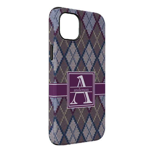 Custom Knit Argyle iPhone Case - Rubber Lined - iPhone 14 Plus (Personalized)