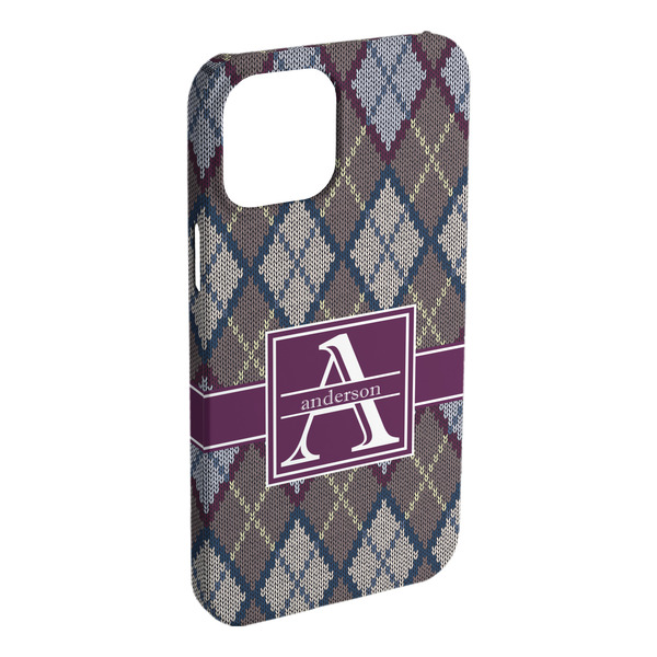 Custom Knit Argyle iPhone Case - Plastic - iPhone 15 Plus (Personalized)