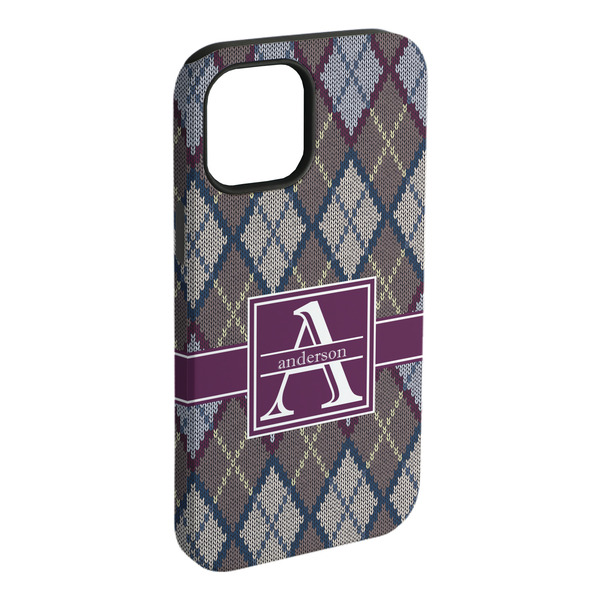 Custom Knit Argyle iPhone Case - Rubber Lined - iPhone 15 Plus (Personalized)