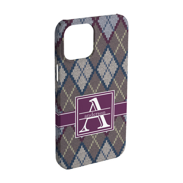 Custom Knit Argyle iPhone Case - Plastic - iPhone 15 Pro (Personalized)