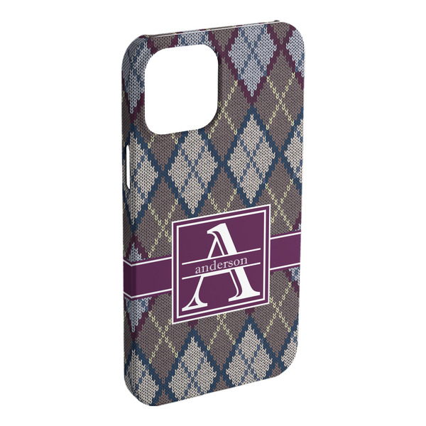 Custom Knit Argyle iPhone Case - Plastic - iPhone 15 Pro Max (Personalized)