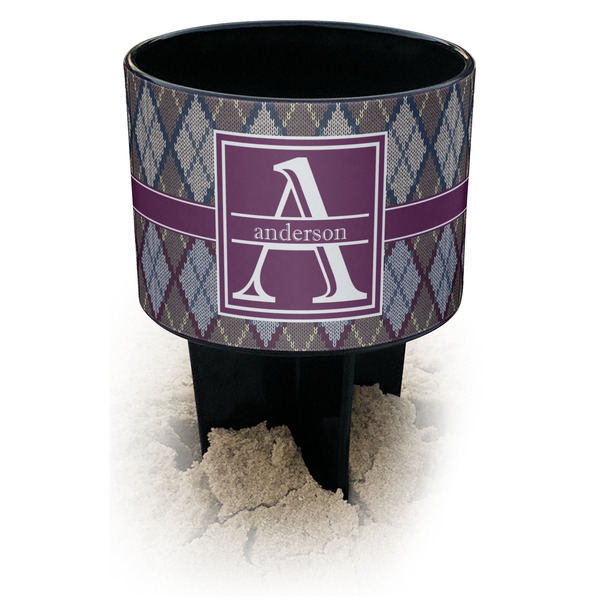 Custom Knit Argyle Black Beach Spiker Drink Holder (Personalized)