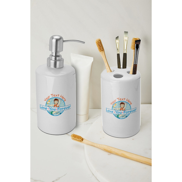 Love You Forever Ceramic Bathroom Accessories - LIFESTYLE (toothbrush holder & soap dispenser)