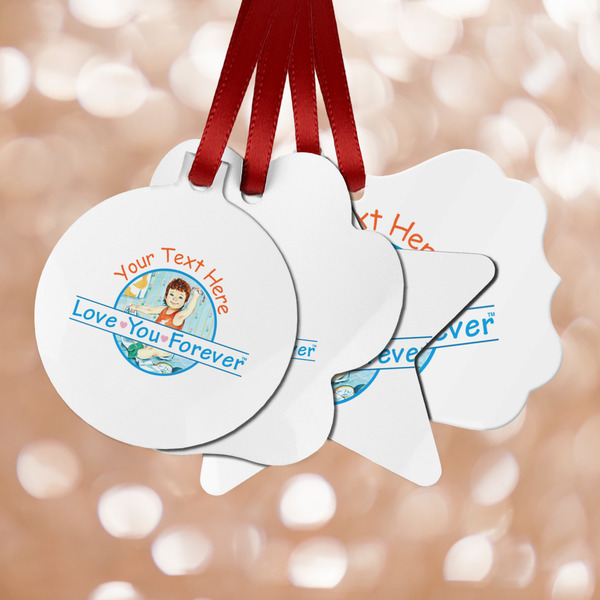 Custom Love You Forever Metal Ornaments - Double Sided w/ Name or Text