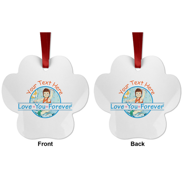 Love You Forever Metal Paw Ornament - Front and Back