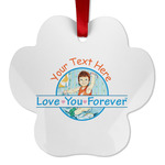 Love You Forever Metal Paw Ornament - Double Sided w/ Name or Text