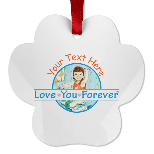Custom Love You Forever Metal Paw Ornament - Double Sided w/ Name or Text