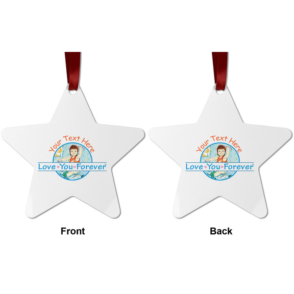 Love You Forever Metal Star Ornament - Front and Back