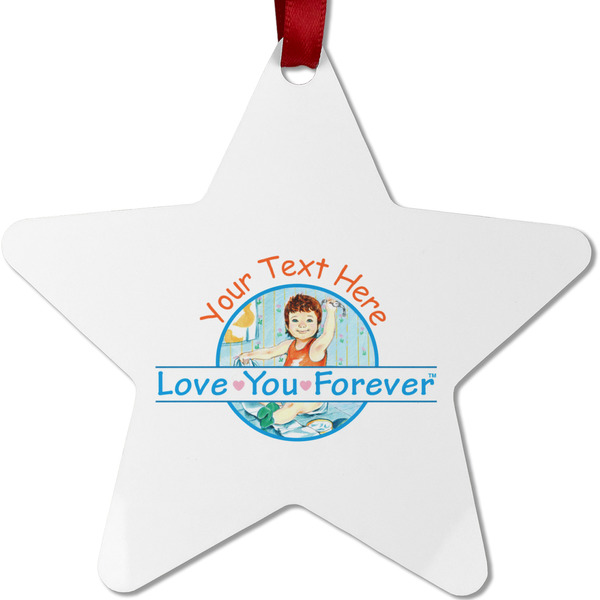Custom Love You Forever Metal Star Ornament - Double Sided w/ Name or Text