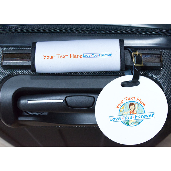 Love You Forever Round Luggage Tag & Handle Wrap - In Context