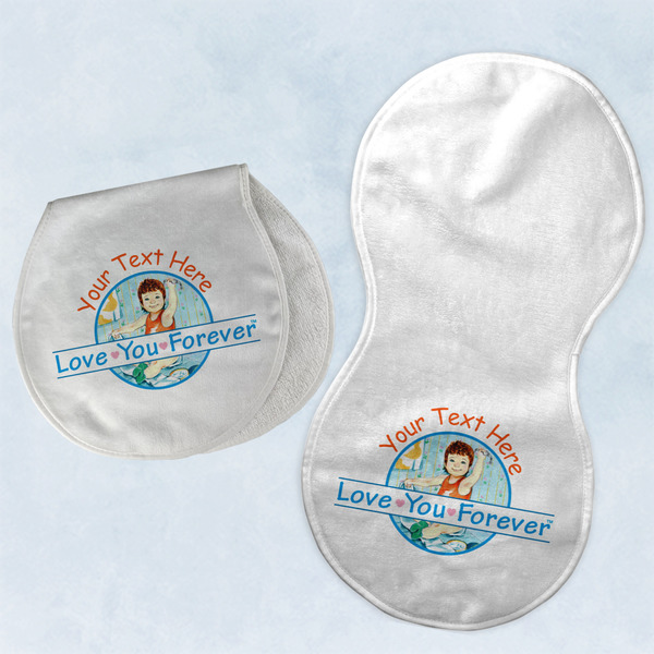 Custom Love You Forever Burp Pads - Velour - Set of 2 w/ Name or Text