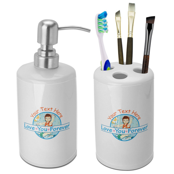 Custom Love You Forever Ceramic Bathroom Accessories Set (Personalized)