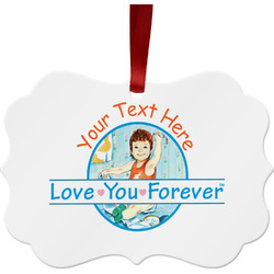 Love You Forever Metal Frame Ornament - Double Sided w/ Name or Text