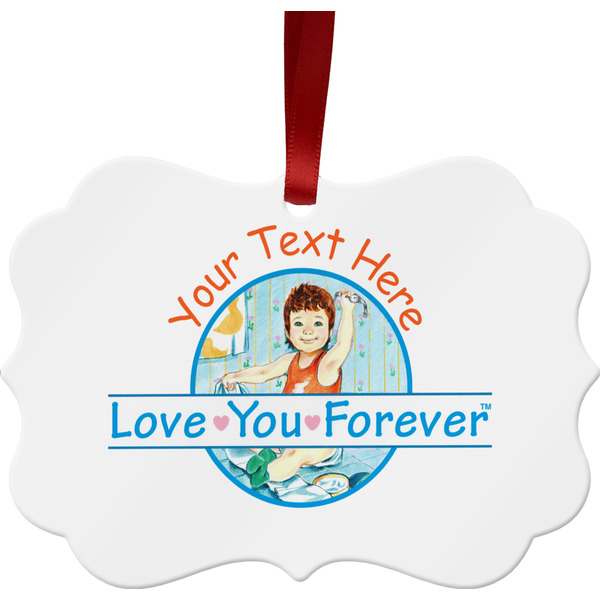 Custom Love You Forever Metal Frame Ornament - Double Sided w/ Name or Text