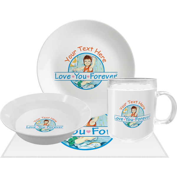 Custom Love You Forever Dinner Set - Single 4 Pc Setting w/ Name or Text
