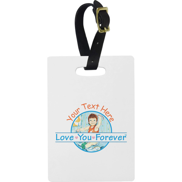Custom Love You Forever Plastic Luggage Tag - Rectangular w/ Name or Text