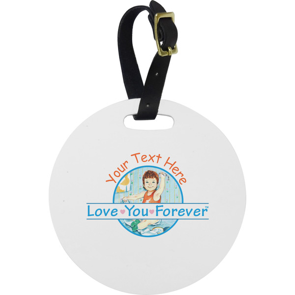 Custom Love You Forever Plastic Luggage Tag - Round (Personalized)