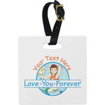 Love You Forever Plastic Luggage Tag - Square w/ Name or Text