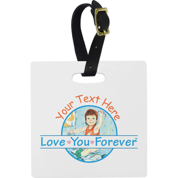 Custom Love You Forever Plastic Luggage Tag - Square w/ Name or Text