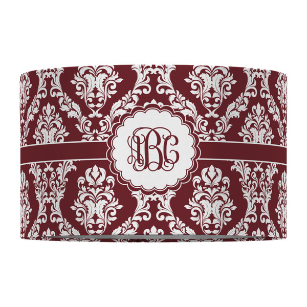 Maroon & White 12" Drum Lampshade - FRONT (Fabric)