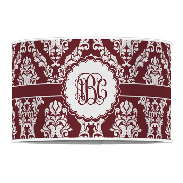 Maroon & White 12" Drum Lampshade - FRONT (Poly Film)