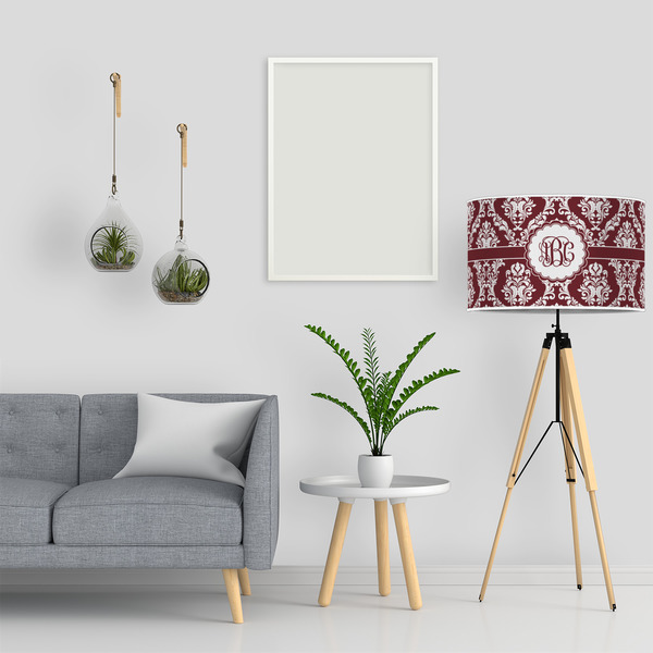 Maroon & White 12" Drum Lampshade - LIFESTYLE