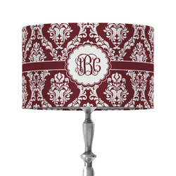 Maroon & White 12" Drum Lamp Shade - Fabric (Personalized)
