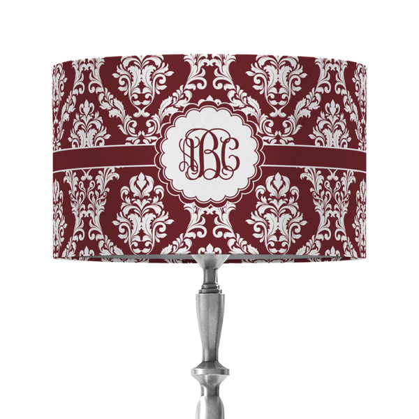 Custom Maroon & White 12" Drum Lamp Shade - Fabric (Personalized)