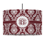 Maroon & White 12" Drum Pendant Lamp - Fabric (Personalized)