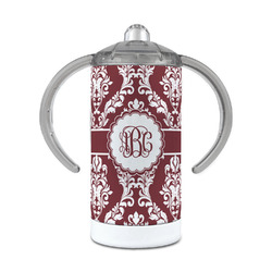 Maroon & White 12 oz Stainless Steel Sippy Cup (Personalized)