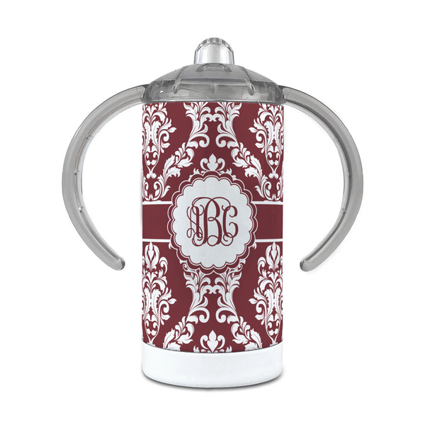 Custom Maroon & White 12 oz Stainless Steel Sippy Cup (Personalized)