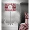 Maroon & White 13 inch drum lamp shade - in room