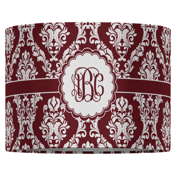 Maroon & White 16" Drum Lampshade - FRONT (Fabric)