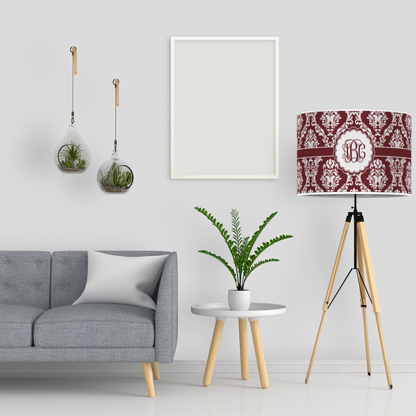 Maroon & White 16" Drum Lampshade - LIFESTYLE