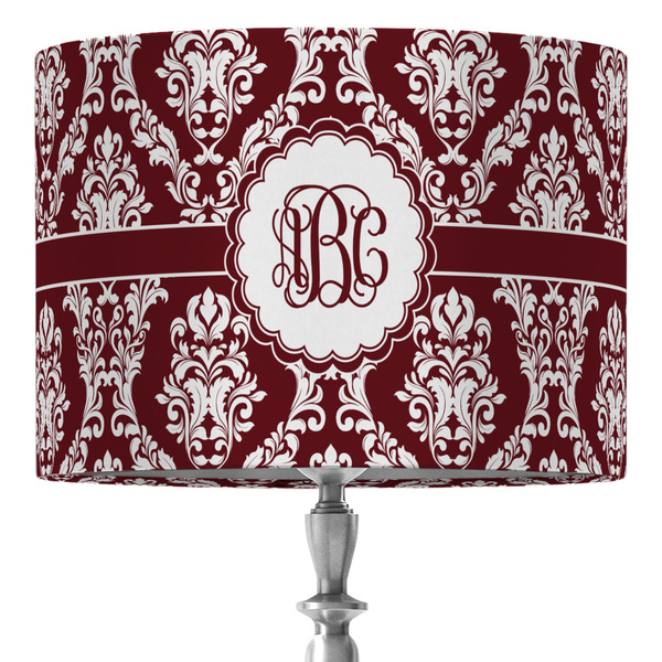 Custom Maroon & White 16" Drum Lamp Shade - Fabric (Personalized)