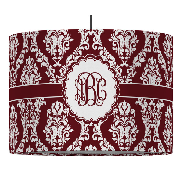 Maroon & White 16" Drum Lampshade - PENDANT (Fabric)