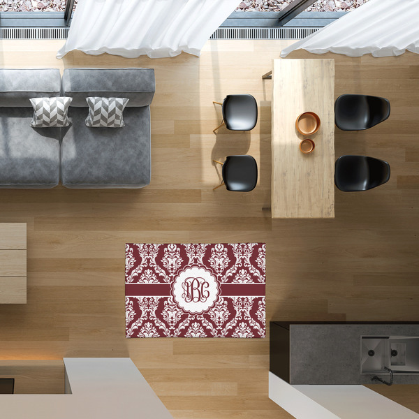 Maroon & White 2'x3' Indoor Area Rugs - IN CONTEXT