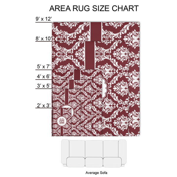 Maroon & White 2'x3' Indoor Area Rugs - Size Chart