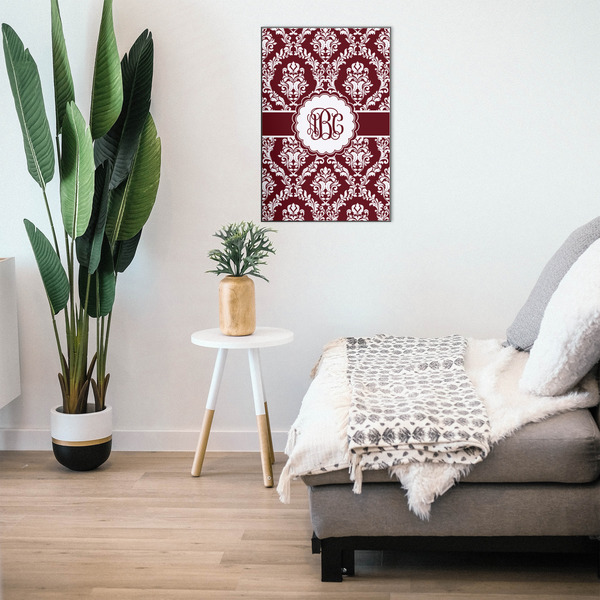 Maroon & White 20x30 Wood Print - In Context