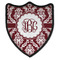 Maroon & White Iron On Shield Patch B w/ Monogram