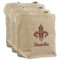 Maroon & White Reusable Cotton Grocery Bags - Set of 3 (Personalized)