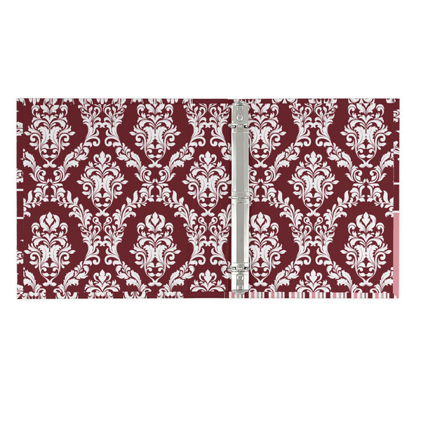 Maroon & White 3 Ring Binders - Full Wrap - 1" - OPEN INSIDE
