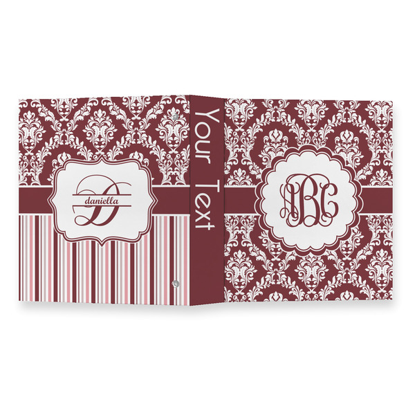 Maroon & White 3 Ring Binders - Full Wrap - 1" - OPEN OUTSIDE