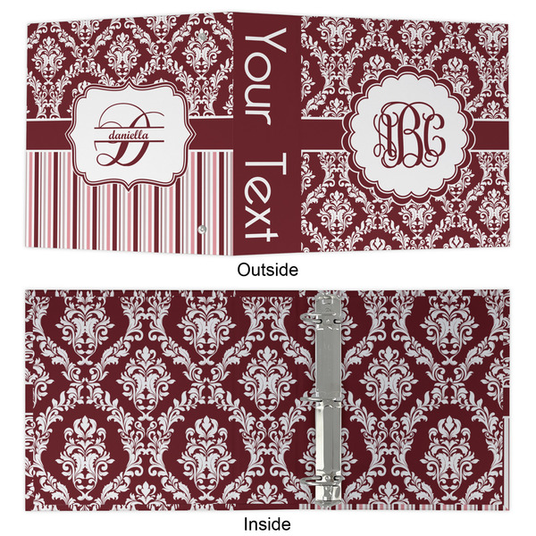 Maroon & White 3 Ring Binders - Full Wrap - 2" - APPROVAL