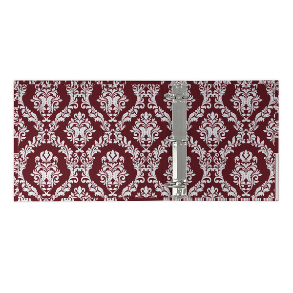 Maroon & White 3 Ring Binders - Full Wrap - 2" - OPEN INSIDE
