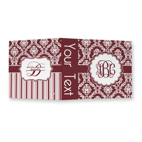 Maroon & White 3 Ring Binders - Full Wrap - 2" - OPEN OUTSIDE