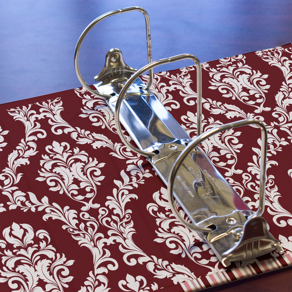 Maroon & White 3 Ring Binders - Full Wrap - 3" - DETAIL